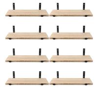 MOUYAT Lot de 8 étagères murales flottantes en Bois Rustique avec vis pour Chambre à Coucher, Salle de Bain, Cuisine, Salon, Bureau, buanderie, 40 x 15 x 1,5 cm