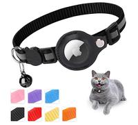 Mouyou Airtag Collare di Gatto，di Gatto in Nylon morbido riflettente Con Campana e Chiusura di sicurezza,di Con supporto Sleeve regolabile da 22-34cm Nero