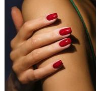 MouYou Lot de ongles courts - Couleur unie - Vin rouge brillant - Avec colle à ongles - Carré - Vert foncé - Acrylique - Pour femmes et filles