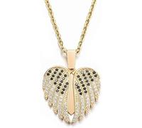 MouyouGlow Collier pour femme plaqué or 18 carats avec pendentif en forme de cœur et d'ailes d'ange, imitation diamant zircone, chaîne d'amour, bijoux de Saint-Valentin