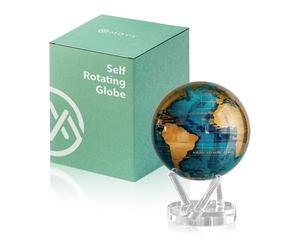 MOVA Globe auto-rotatif, Bleu céruléen et or Signature (6") | globe rotatif solaire, sans piles ni câbles, cadeau pour passionnés de géographie, display cinétique premium, déco de bureau