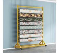 Movable Commercial Fabric Roll Storage Rack With Adjustable Hanging Rod Commercial Wall Mount Car Color Change Vinyl Wrap Holder For Leather RollsWindow Film, Wallpaper(Gold-2 tiges, 180cm)