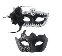 MOVAWAKY Carnaval Accessoire, Masque De Femmes VéNitiennes Masque Halloween Adulte Carnaval Femme Avec Plume Bandeau Yeux Couple Venise Pour Les Yeux De Dentelle