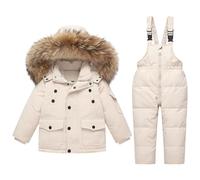 MOVAWAKY Combinaison Bebe Hiver Enfant, vêtements de Ski Chauds d'extérieur Tenue de Ski Fille Combinaison Bebe Doudoune à Capuche Zippé Imperméable Combinaisons Neige BéBé GarçOn 5-10 Ans