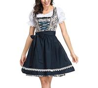 MOVAWAKY Costume Bavarois Femme, Costume Oktoberfest Sexy DéGuisement Bavaroise ColoréE Femme Robe Dirndl 3 PièCes Vetement Dirndl Pour Deguisement Halloween Peur Halloween Adulte