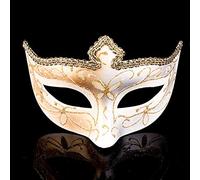 MOVAWAKY Costume Carnaval Femme,Lace Classic Style Mask Masque Venitien Masque Carnaval Femme Avec Plume Masque Yeux Demi Masque Pour Les Yeux Pour Halloween Carnaval