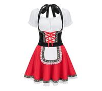 MOVAWAKY Costume De Bavaroise,Costume Oktoberfest Sexy Costume Bavarois pour Femme Oktoberfest Robe Traditionnelle Midi pour Femme Deguisement Halloween Femme Chat | Robe Halloween Femme Vampire