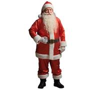 MOVAWAKY Costume De PèRe NoëL Pour Hommes, DéGuisement PèRe NoëL Adulte Costume De Luxe Pour Adulte Pere Noel Lumineux Chapeau Avec Perruque Barbe Gants Ceinture Pantalon Bottes.