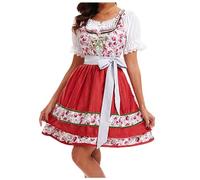 MOVAWAKY Costume Oktoberfest, Costume Oktoberfest Sexy DéGuisement Bavaroise ColoréE Femme Midi Robe Traditionnelle Pour L'Oktoberfest Dirndi Femme Deguisement Halloween Halloween Pour