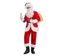 MOVAWAKY Costume Pere Noel Homme, Costume PèRe NoëL Adulte Père Noël Classique Pere Noel Deguisement Ensemble De luxe Pour Cosplay Christmas Barbe Blanche Pour De