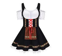 MOVAWAKY DéGuisement Bavaroise, Costume Oktoberfest Femme Grande Taille Tenue Oktoberfest Midi Robe Traditionnelle Pour Pour Carnaval, DéGuisement Halloween Femme Horreur Costume Sexy Halloween