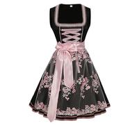 MOVAWAKY DéGuisement Bavaroise Femme, Bavarois Costume Costume Oktoberfest Femme Robe Avec Tablier IntéGré, Set Dirndl Halloween Deguisement Sexy Robe Longue Halloween