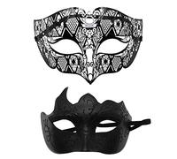 MOVAWAKY Deguisement Carnaval Femme, Masques De Bal De Fin D'AnnéE Masqué Halloween Masque Carnaval Femme Avec Plume Masque Bal Masqué Demi Halloween Homme Pour Les Yeux Dentelle