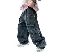 MOVAWAKY Jean Baggy Garcon, Jeans pour GarçOns avec Ceinture éLastique avec Ceinture ÉLastique Pantalons Denim Confortable Mode Streetwear DéContracté BéBé GarçOn Short Jean Garcon 8 Ans |