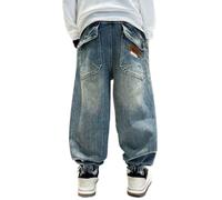 MOVAWAKY Jeans GarçOn, Jean Slim Fit GarçOn Pantalons Jean Long Casual Taille Elastique avec Ceinture éLastique Pantalons en Denim, Coupe AjustéE en Tissu Stretch Couleurs Jeans Baggy Garcon 14 Ans |