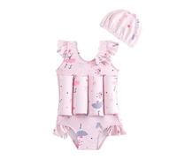MOVAWAKY Maillot de Bain Fille, Maillot de Bain Flottant bébé 1-3 Ans Motif Animaux Bebe Fille Une Piece Flotteur Piscine Maillots Bébé Garçon avec BouéE IntéGréE Enfants Tout Petit Garçon