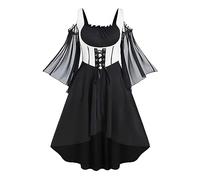 MOVAWAKY Robe Medievale Femme,Robe Victorienne Steampunk Gothique Robe Halloween Vintage Sexy Halloween Costume VêTements Gothiques Femme Robe Annee 50 Vintage Femme Deguisement Halloween La Nonne