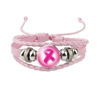 MOVAWAKY Ruban Octobre Rose, Bracelet Rose Lutte Contre Le Cancer Bijou Soutien Cancer du Sein Accessoire Ruban Octobre 2025 Accessoires et Déco Pour Femmes