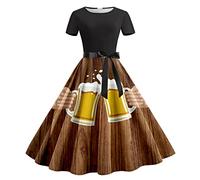 MOVAWAKY Tenue De Femme Bavaroise,Costume Oktoberfest Femme Grande Taille Deguisement Oktoberfest Robe Traditionnelle Midi pour Femme Deguisement Halloween Scream | Longue Robe Blanche Halloween