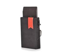 MOVDARL Étui à cartes de crédit avec protection RFID Portefeuille en cuir véritable avec compartiment pour billets et pièces de monnaie pour homme et femme, Noir , Taille unique