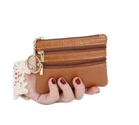 MOVDARL Portefeuille tendance pour femme avec trois fermetures éclair pour femme - Petit porte-monnaie souple - Mini porte-cartes, jaune, 2 pièces