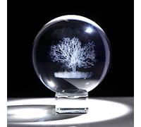 Movdyka 6 cm - Figurine d'arbre de vie en cristal 3D avec support en cristal - Presse-papier en verre gravé - Cadeau pour femme - Ornements de collection