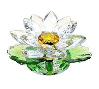 Movdyka Figurine de fleur de lotus en cristal avec feuilles - Ornements pour la maison - Presse-papier décoratif en verre - Cadeau de collection pour amies et femmes (transparent)