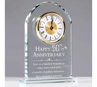 Movdyka Horloge de bureau en cristal - Cadeau d'anniversaire pour les couples mariés - Décoration de 50e anniv. de mariage pour le salon