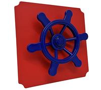 move and stic Plateau 40 x 40 cm avec fonction de jeu, plateau multifonction avec volant pirate pour tour de jeu (plaque 40 x 40 cm, rouge avec volant pirate bleu)