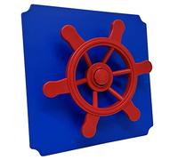 move and stic Plateau 40 x 40 cm avec fonction de jeu - Plateau multifonction avec volant pirate pour tour de jeu (plateau 40 x 40 cm bleu avec volant de pirate rouge)