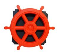 move and stic Plateau 40 x 40 cm avec fonction de jeu - Plateau multifonction avec volant pirate - Volant pour tour de jeu (plaque 40 x 40 cm gris titane avec volant de bateau Deluxe rouge)