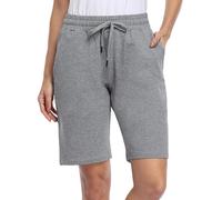MOVE BEYOND Bermuda pour Femme avec 3 Poches Cordon Shorts de Survêtement Yoga D'entraînement Lounge, Gris, XL