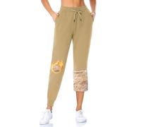 MOVE BEYOND Pantalon de Jogging en Polaire Femmes avec 2 Poches Longue Pantalon de Chaud Doublé en Sherpa avec Cordon Sweatpants Hiver, Marron, Doublure Polaire, L