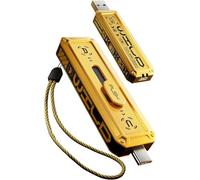 MOVE SPEED Clé USB 128 Go, Vitesse de Lecture et d'écriture de 1 000 Mo/s, USB 3.2 Gen2 + Interface Type C, Disque Dur Externe avec Design à Poussoir en 3 étapes et lanière, pour iPhone 15 Gamme