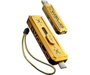 MOVE SPEED Clé USB 128 Go, Vitesse de Lecture et d'écriture de 1 000 Mo/s, USB 3.2 Gen2 + Interface Type C, Disque Dur Externe avec Design à Poussoir en 3 étapes et lanière, pour iPhone 15 Gamme