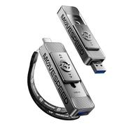 MOVE SPEED Cle USB 256 GO, Disque Dur Externe SSD avec Jusqu’à 560 Mo/s en Lecture, Double Ports & Design Push-Pull, USB-C + USB 3.2 SSD Externe pour iPhone 15/16, Android, Mac et PC