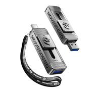 MOVE SPEED Disques SSD de 256 Go avec deux ports et design push-pull - vitesse de lecture de 560 Mo/s - Type C + USB 3.2 - SSD portable pour iPhone 15/16/Android/Mac