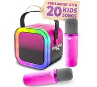Move2Play, Mini machine de karaoké pour enfants | Comprend plus de 20 chansons pour enfants | 2 microphones | Connexion avec Bluetooth | Cadeau d'anniversaire pour enfants de 2, 3, 4, 5 ans et plus |