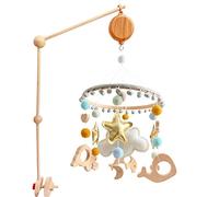 MOVEBO Mobile musical pour bébé avec 12 berceuses, baleine en bois, dauphin, tortue de mer et étoile de mer en peluche, décoration de chambre d'enfant unisexe
