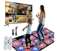 Movehii Tapis de Danse 2 en 1 pour TV et PC avec 2 Manettes de Jeu | Tapis De Danse Led Avec Lumière/100 Chansons/3 Modes De Jeu,Pour Fitness, Danse, Yoga Et Fête Familiale