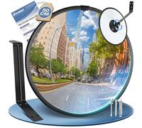 moveland 50 cm Miroir Convexe - Acrylique Ajustable Miroir Sortie Garage - Grand Angle pour Allées, Garage, Circulation, Cour (Support Intérieur & Extérieur, 180 Degrés)