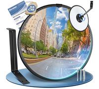 moveland 55 cm Miroir Convexe - Acrylique Ajustable Miroir Sortie Garage - Grand Angle pour Allées, Garage, Circulation, Cour (Support Intérieur & Extérieur, 180 Degrés)