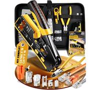 moveland Effizient pince a sertir rj45 kit - antidérapante et précise pince rj45 Pass-Through avec 15xCat6a/15xCat7 connecteurs, outil de pose LSA, testeur de réseau,adapté bricoleurs techniciens