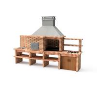 MOVELAR - Barbecue préfabriqué à bois et charbon en béton réfractaire modèle Luxor Royal Gourmet (Gris, Orange - 382 x 94 x 268 cm) REF: 3512/2 - Cuisine extérieure avec gaz, évier et grill inox