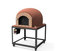 MOVELAR - Four à Bois d'Extérieur Encastrable STROMBOLI (Bordeaux - 100 x 100 x 157 cm) - Four encastrable de jardin, isolé avec liège, cuisson bois, 3 couvercles en céramique