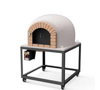 MOVELAR - Four à Bois d'Extérieur STROMBOLI (Blanc - 80 x 80 x 152 cm) - Four de jardin isolé, cuisson bois, béton réfractaire, 3 couvercles céramique, idéal pizza, pain, viandes