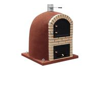 MOVELAR - Four à Bois Extérieur CALDERA BANDAMA (Bordeaux - 90 x 90 x 115 cm) - Four en béton pour extérieur, isolé liège, 3 couvercles céramique, cuisson traditionnelle
