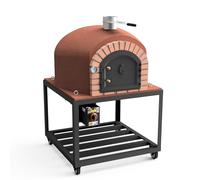 MOVELAR - Four à Bois Extérieur GRAN CANÁRIA (Bordeaux - 80 x 80 x 170 cm) - Four extérieur compact, béton réfractaire, cuisson bois, isolé avec liège, 3 couvercles céramique