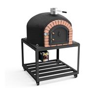 MOVELAR - Four à Bois Extérieur GRAN CANÁRIA (Noir - 80 x 80 x 170 cm) - Four traditionnel en béton isolé, cuisson au feu de bois, 3 couvercles céramique, jardin ou terrasse