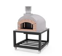 MOVELAR - Four à Bois Extérieur OLYMPUS MONS (Blanc - 110 x 110 x 159 cm) - Four extérieur isolé liège, 3 couvercles céramique, cuisson feu de bois, béton réfractaire, jardin